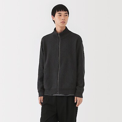 紳士　洗えるミラノリブ編みフルジップカーディガン