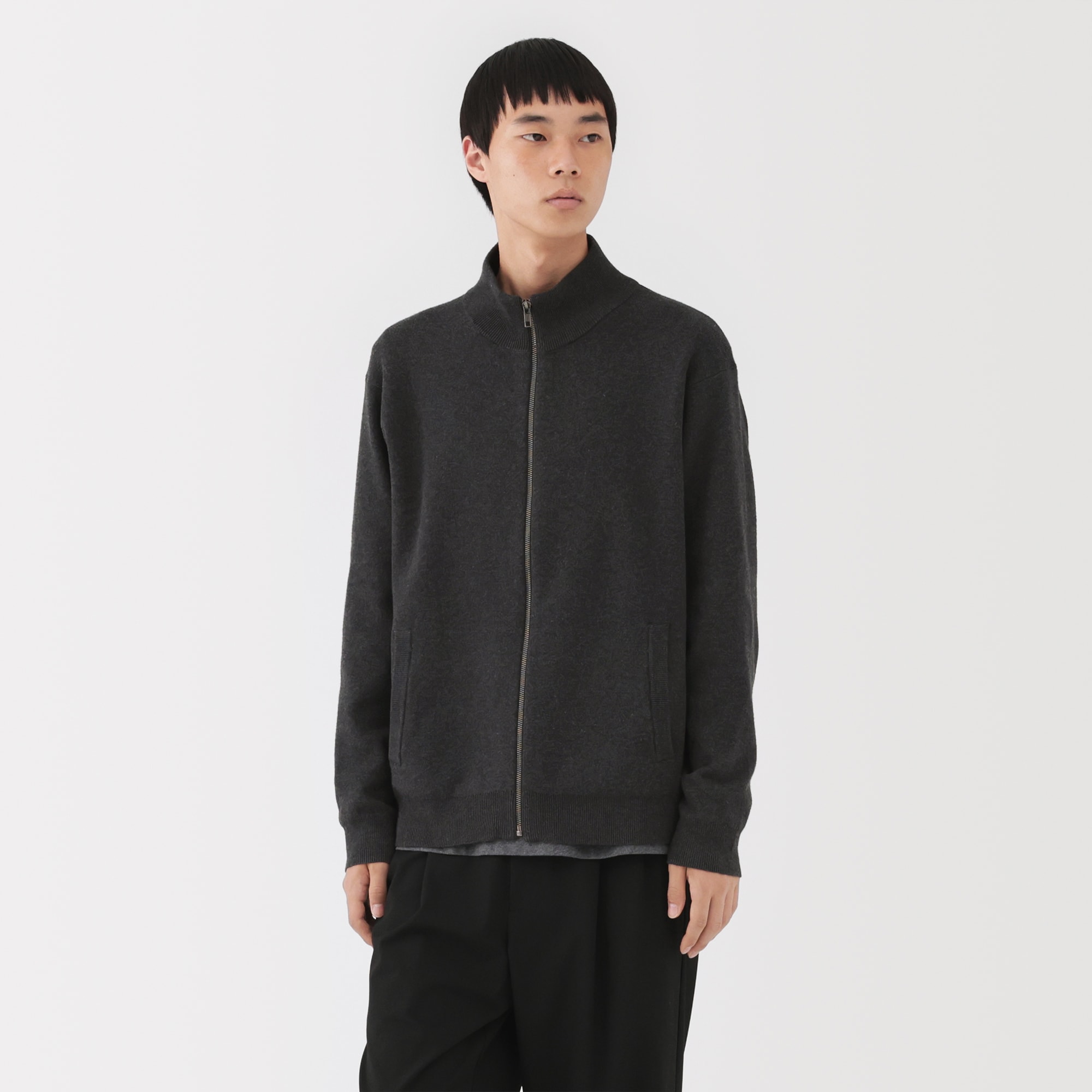 紳士 洗えるミラノリブ編みフルジップカーディガン | 無印良品