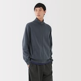 紳士　洗えるミラノリブ編みフルジップカーディガン