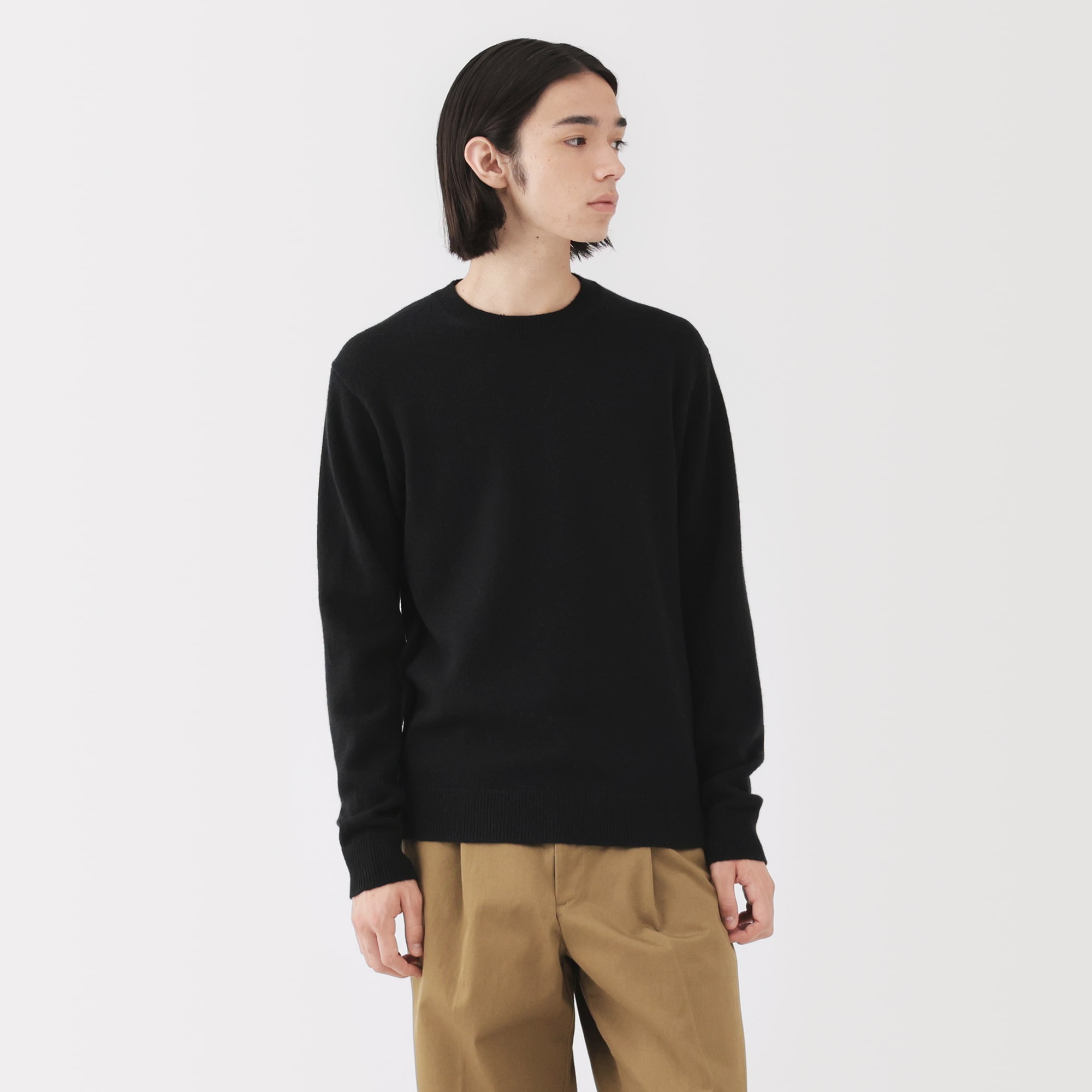 紳士 洗えるウールミドルゲージクルーネックセーター | 無印良品