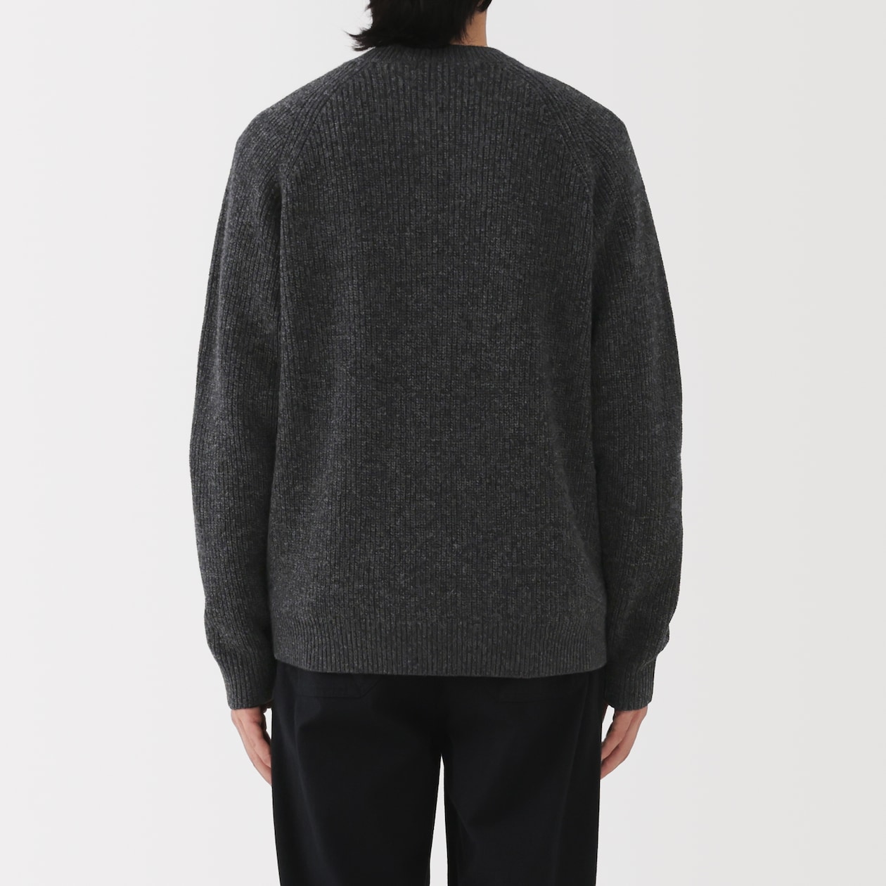 紳士　ウールミドルゲージ畦編みＶネックセーター