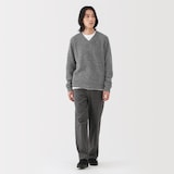 紳士　ウールミドルゲージ畦編みＶネックセーター