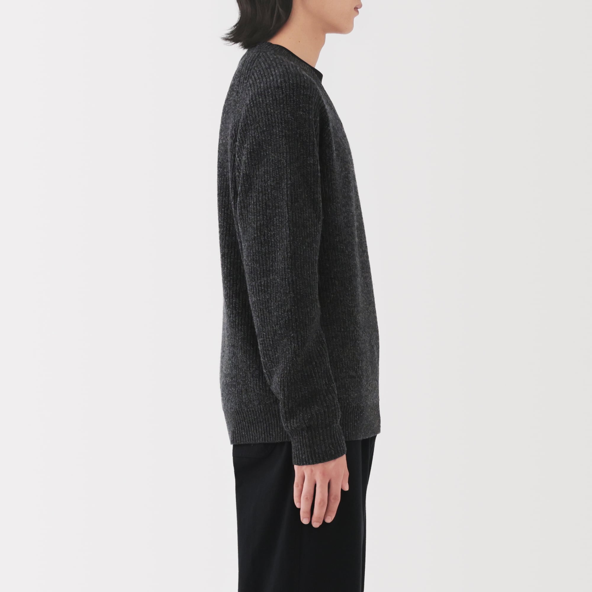 紳士 ウールミドルゲージ畦編みVネックセーター | 無印良品