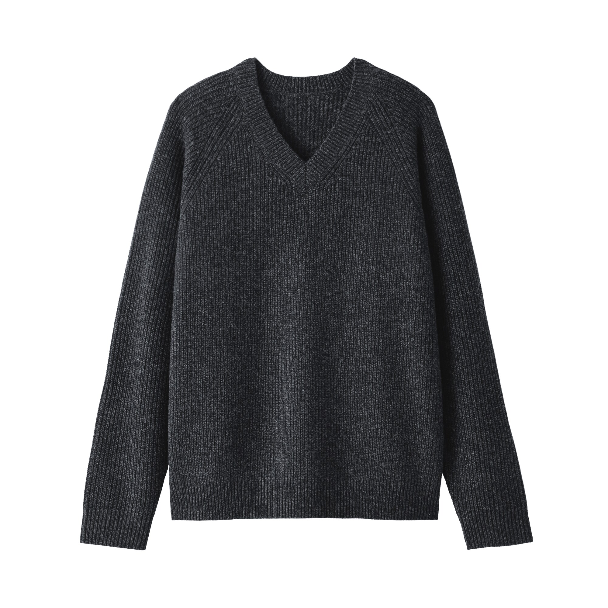 紳士 ウールミドルゲージ畦編みVネックセーター | 無印良品