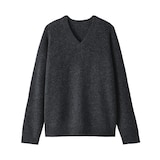 紳士　ウールミドルゲージ畦編みＶネックセーター