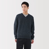 紳士　ウールミドルゲージ畦編みＶネックセーター