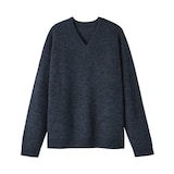 紳士　ウールミドルゲージ畦編みＶネックセーター
