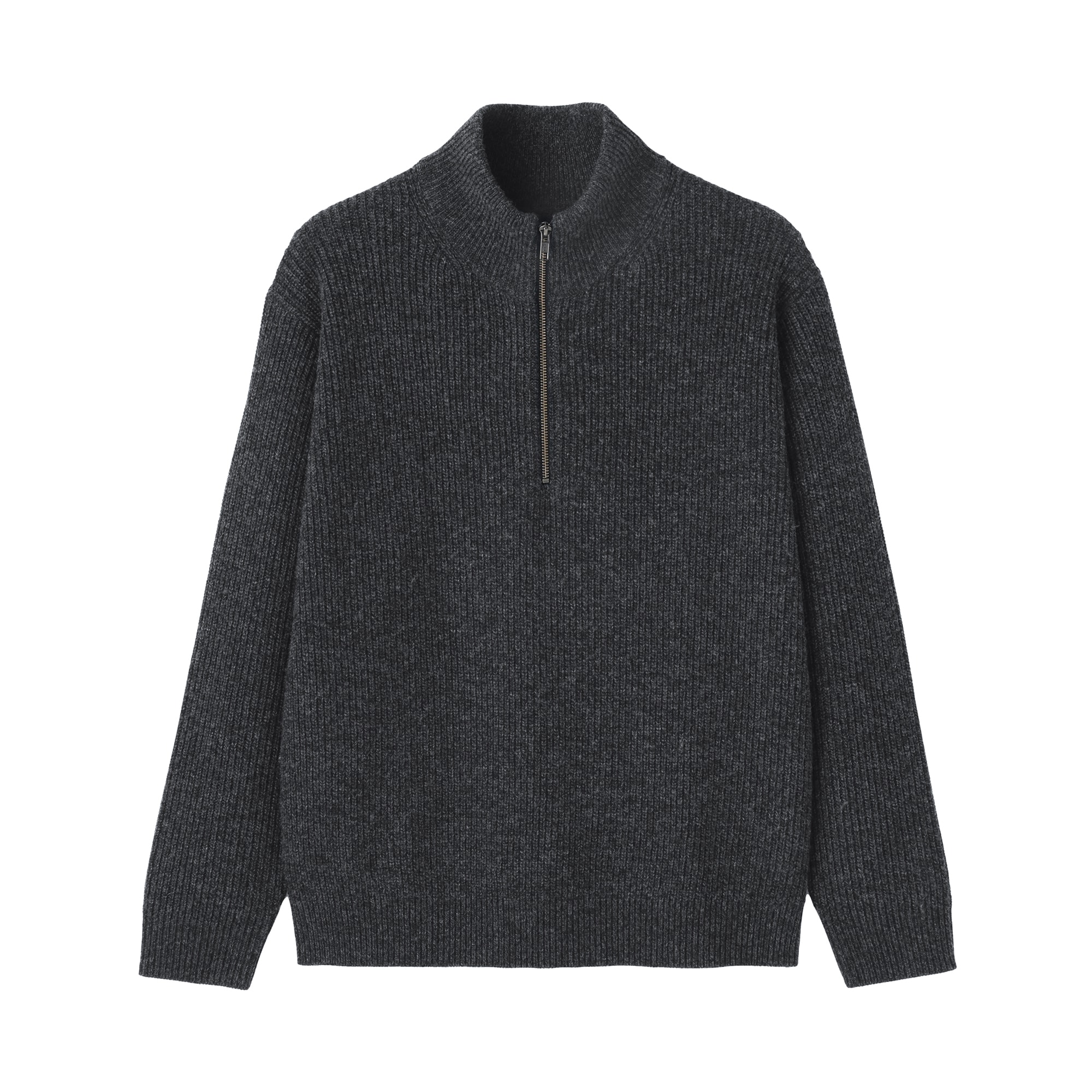 紳士 ウールミドルゲージ畦編みハーフジップセーター | 無印良品