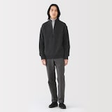 紳士　ウールミドルゲージ畦編みハーフジップセーター