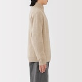 紳士　ウールミドルゲージ畦編みハーフジップセーター