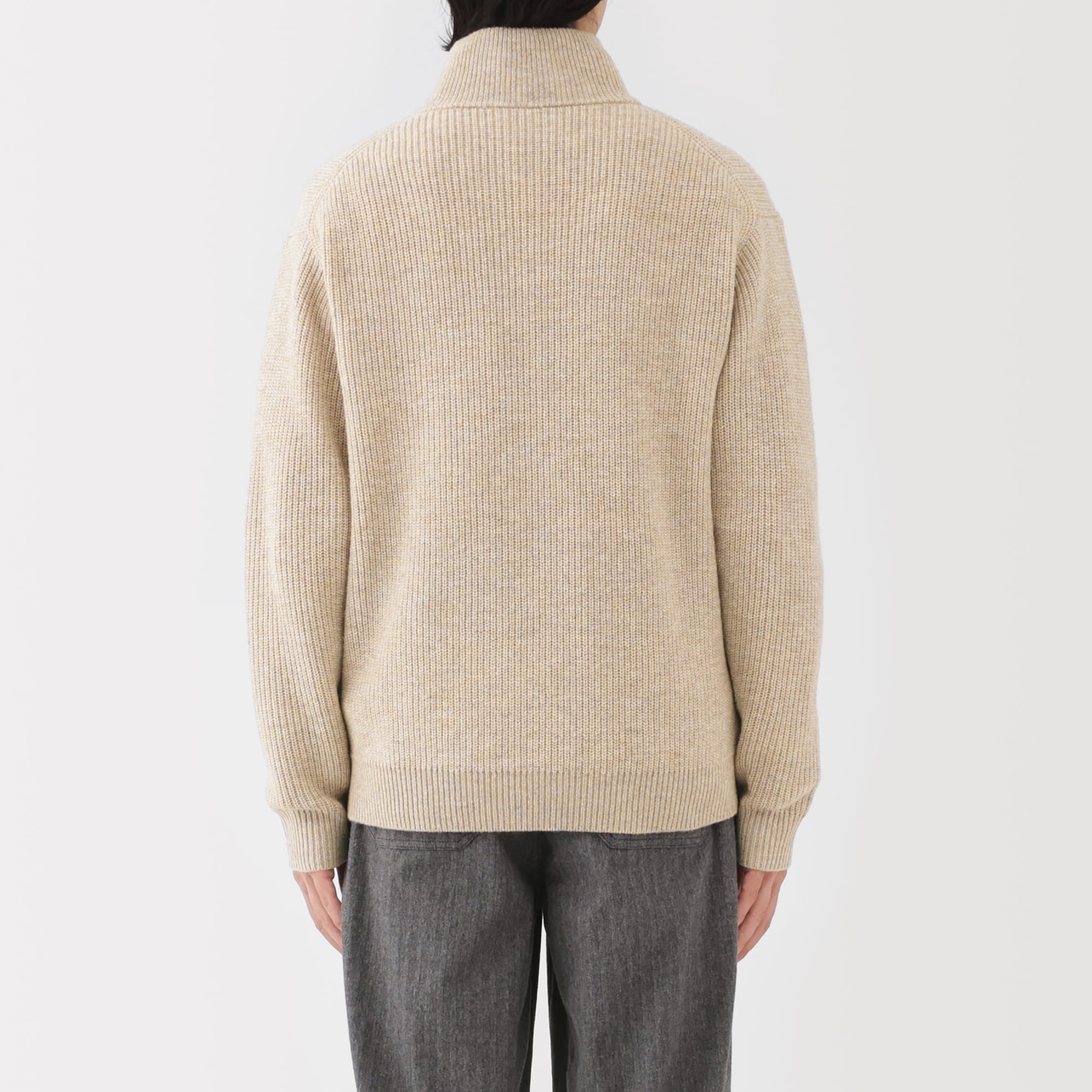 紳士 ウールミドルゲージ畦編みハーフジップセーター | 無印良品
