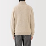 紳士　ウールミドルゲージ畦編みハーフジップセーター