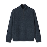 紳士　ウールミドルゲージ畦編みハーフジップセーター