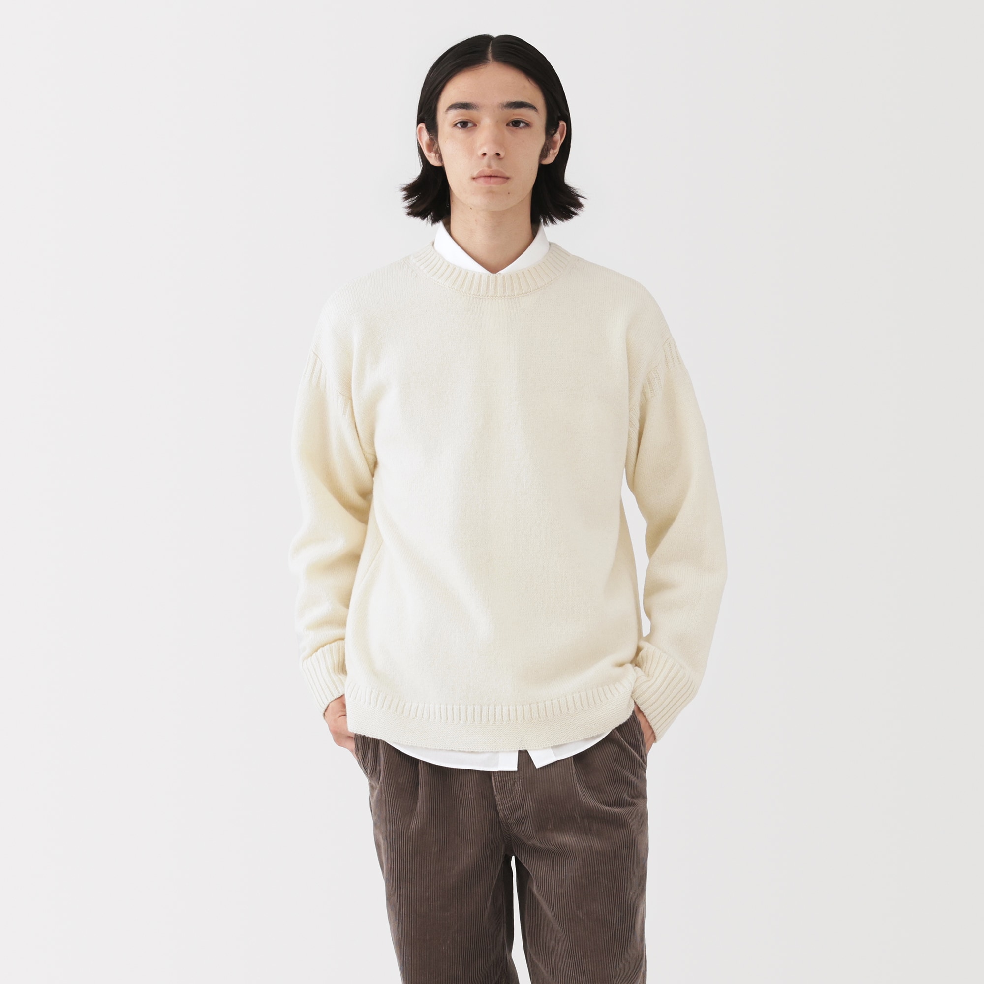 紳士 アンデスウールクルーネックセーター | 無印良品