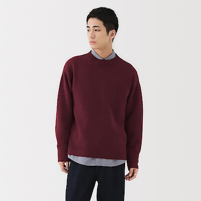 紳士　アンデスウールクルーネックセーター