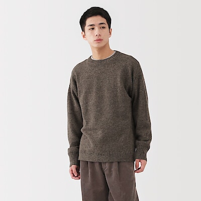 紳士　アンデスウールクルーネックセーター