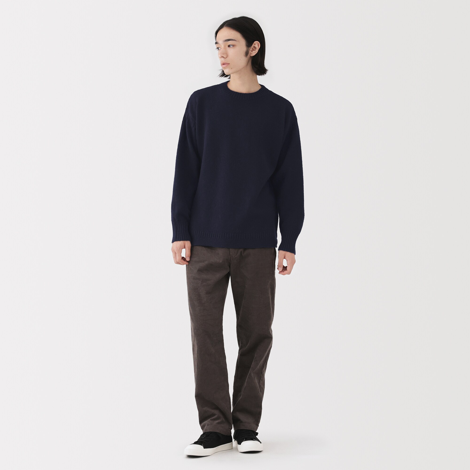紳士　アンデスウールクルーネックセーター
