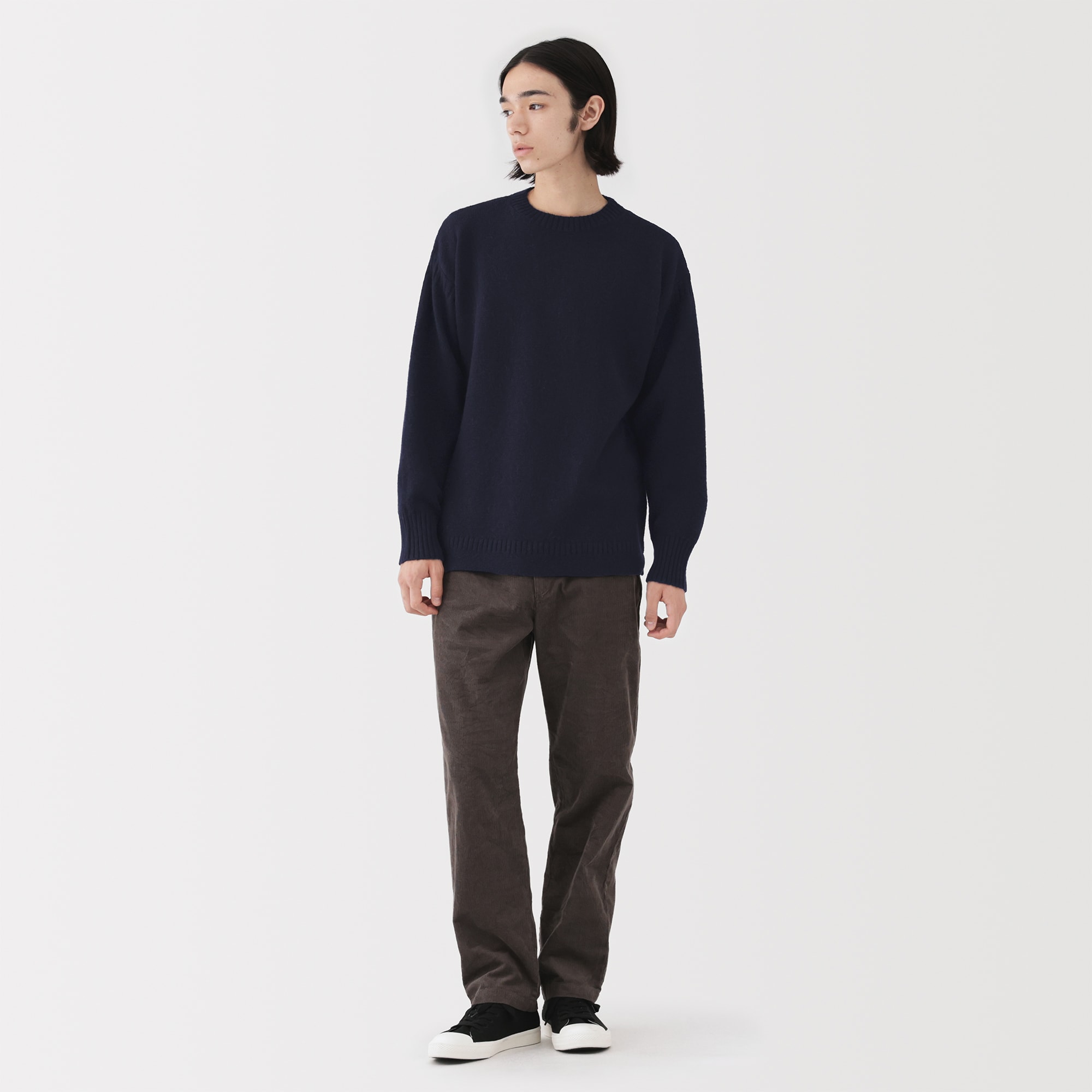 紳士　アンデスウールクルーネックセーター