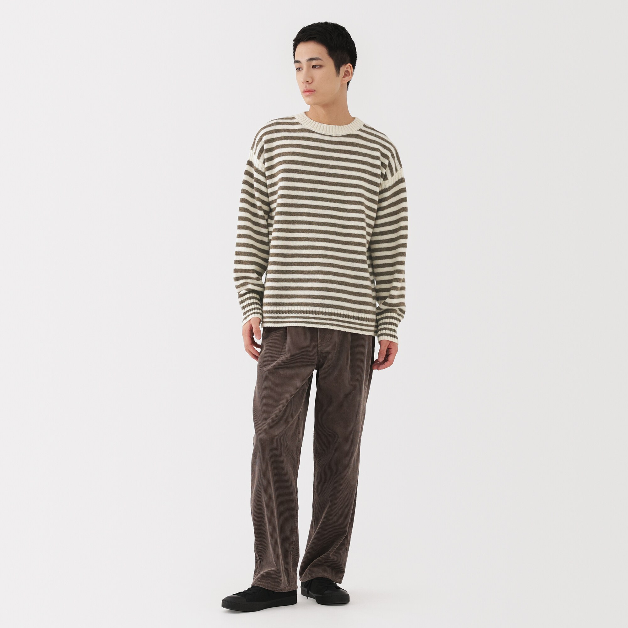 紳士　アンデスウールクルーネックセーター