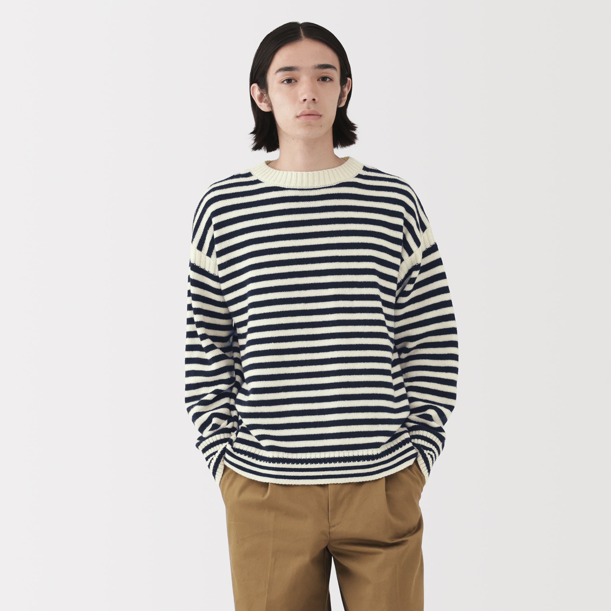 紳士　アンデスウールクルーネックセーター