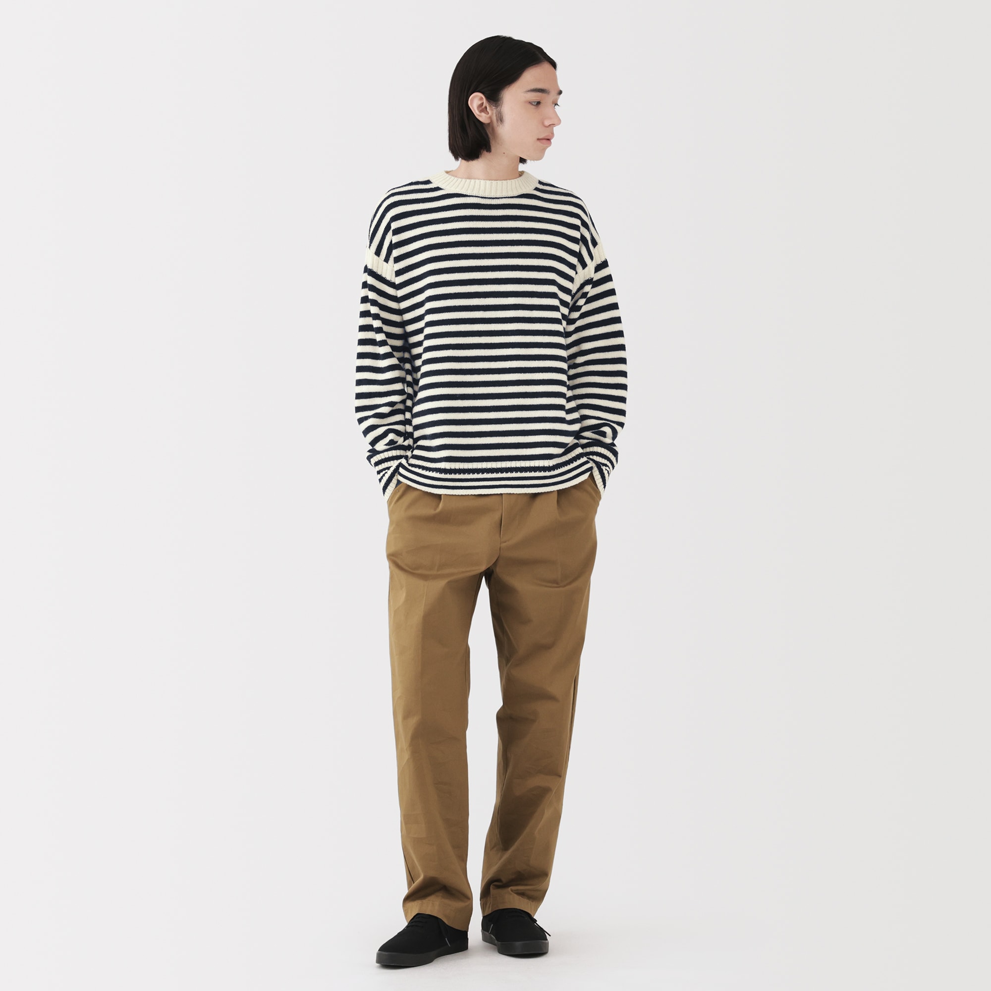 紳士　アンデスウールクルーネックセーター