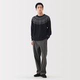 紳士　アンデスウールジャカード編みクルーネックセーター