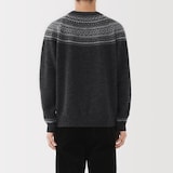 紳士　アンデスウールジャカード編みクルーネックセーター