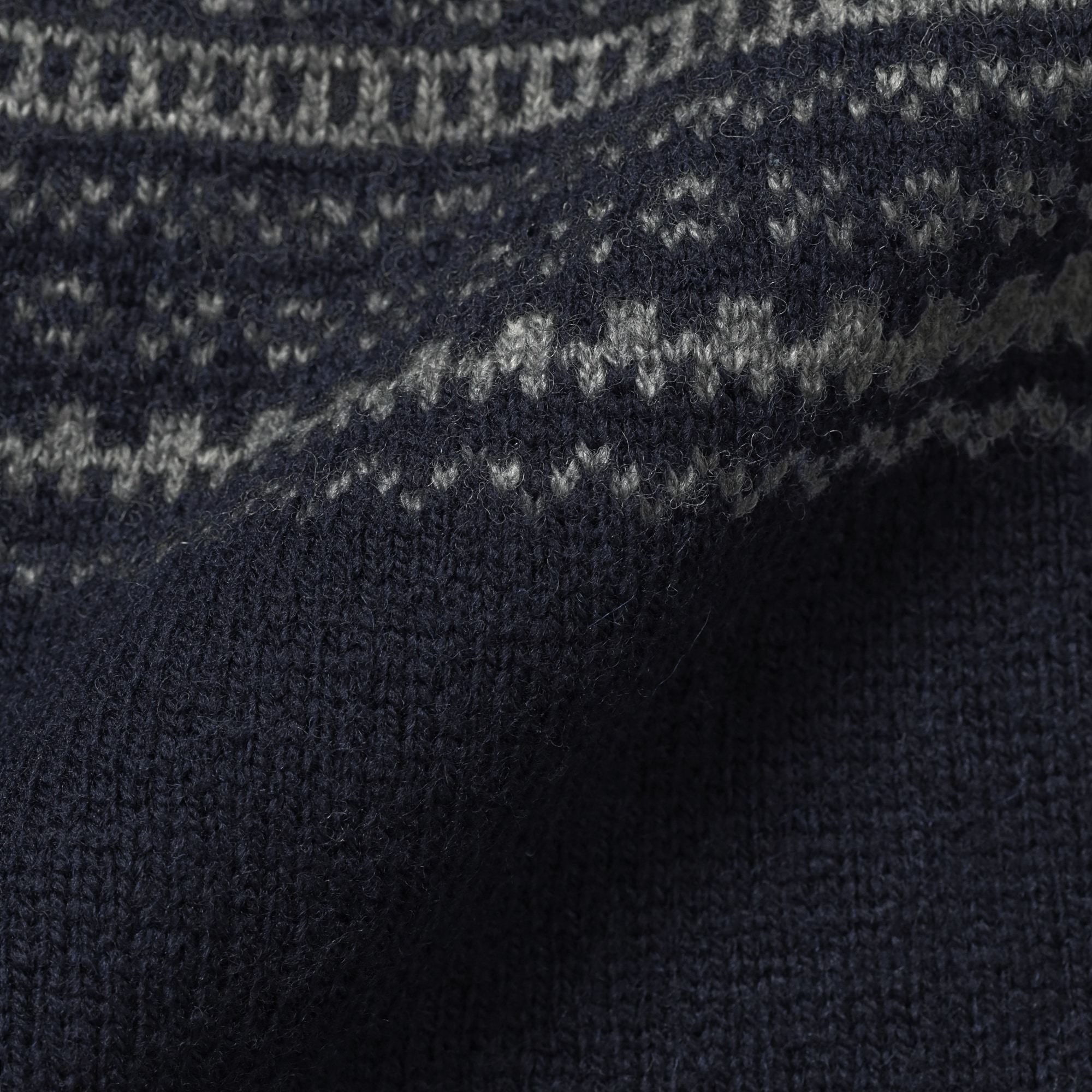 紳士　アンデスウールジャカード編みクルーネックセーター