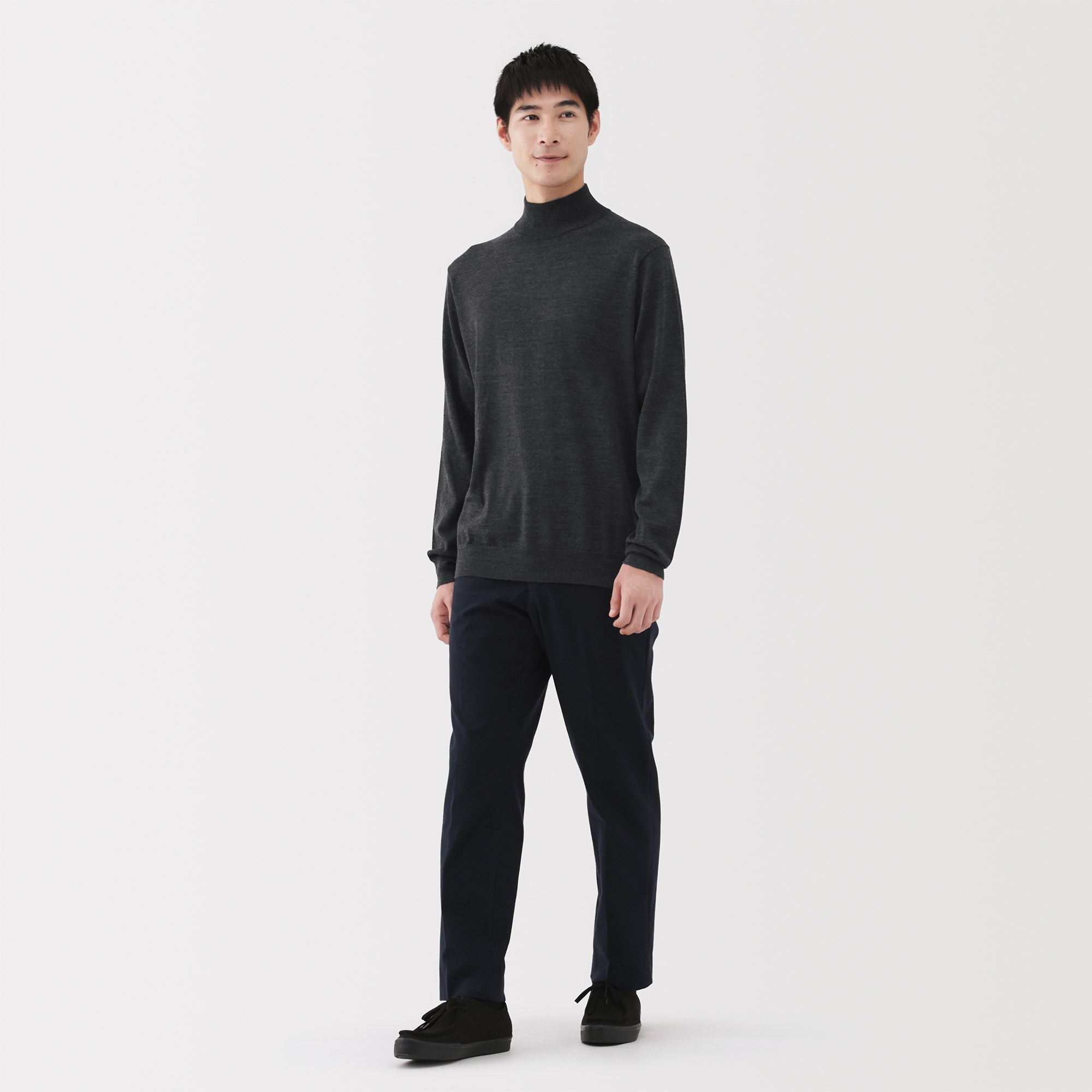 紳士　洗えるウールハイゲージハイネックセーター