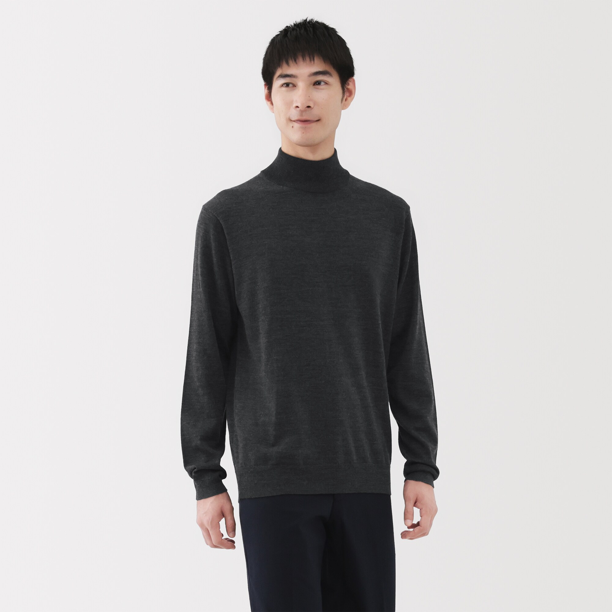 紳士　洗えるウールハイゲージハイネックセーター