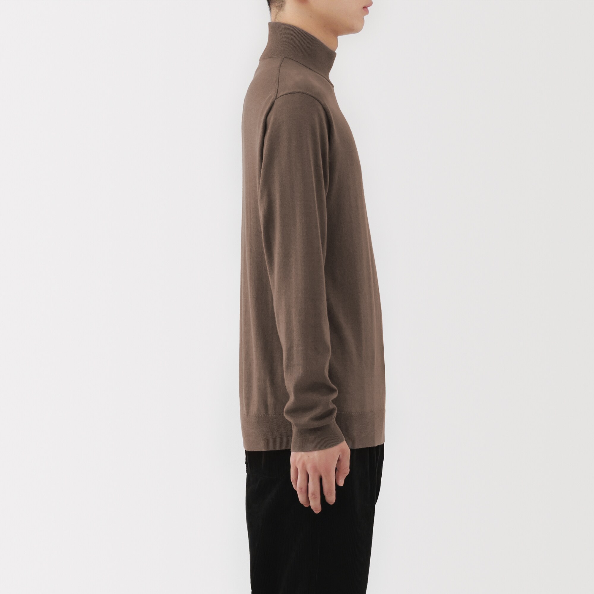 紳士　洗えるウールハイゲージハイネックセーター