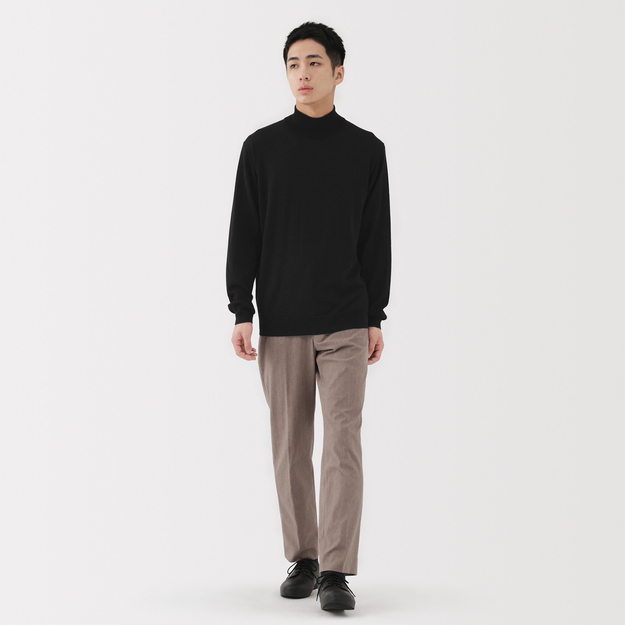 紳士　洗えるウールハイゲージハイネックセーター