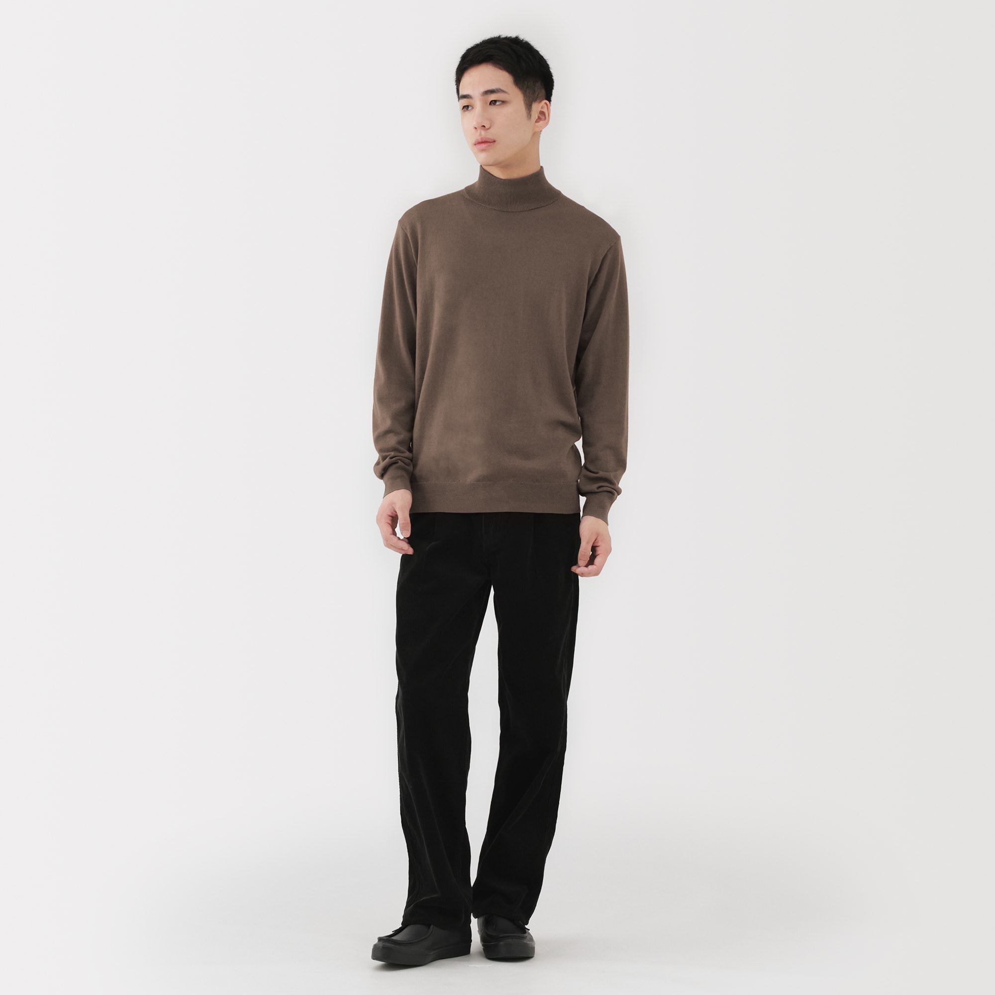 紳士　洗えるウールハイゲージハイネックセーター