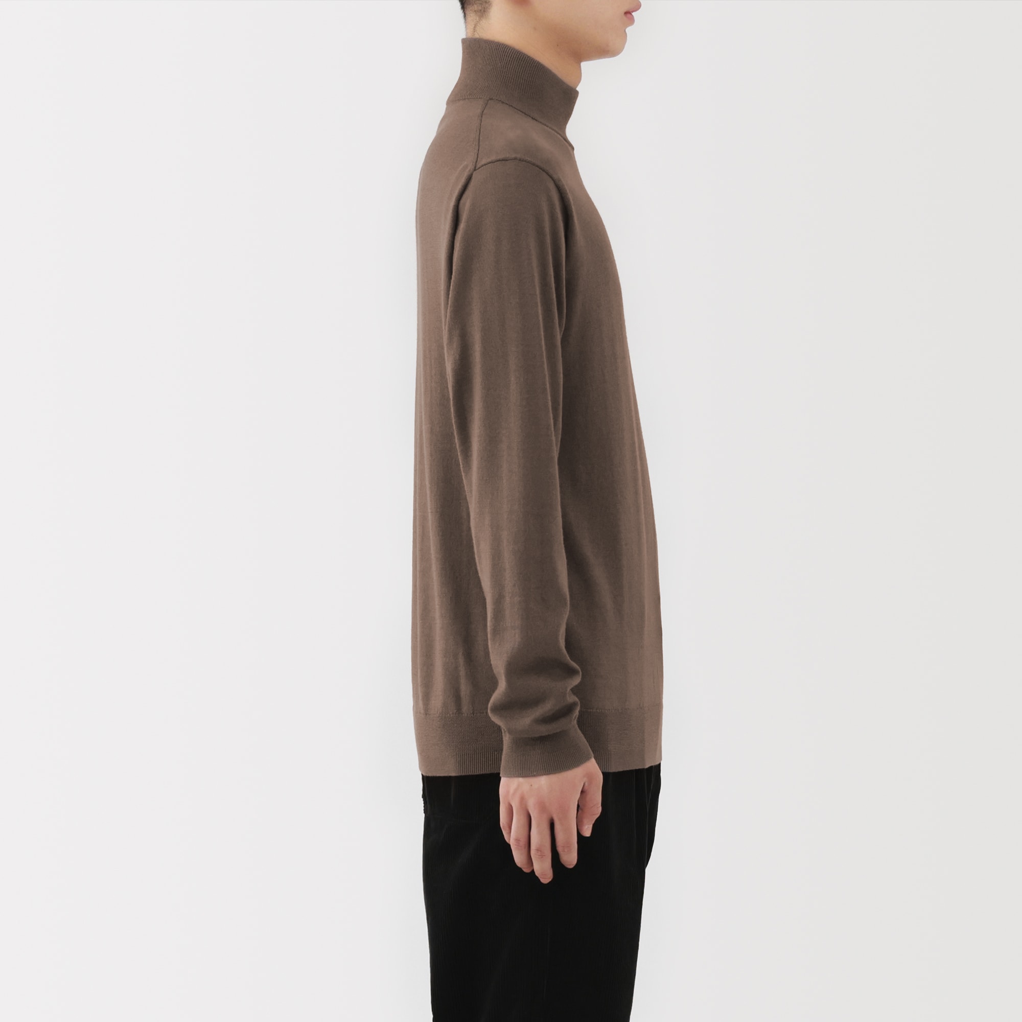 紳士　洗えるウールハイゲージハイネックセーター