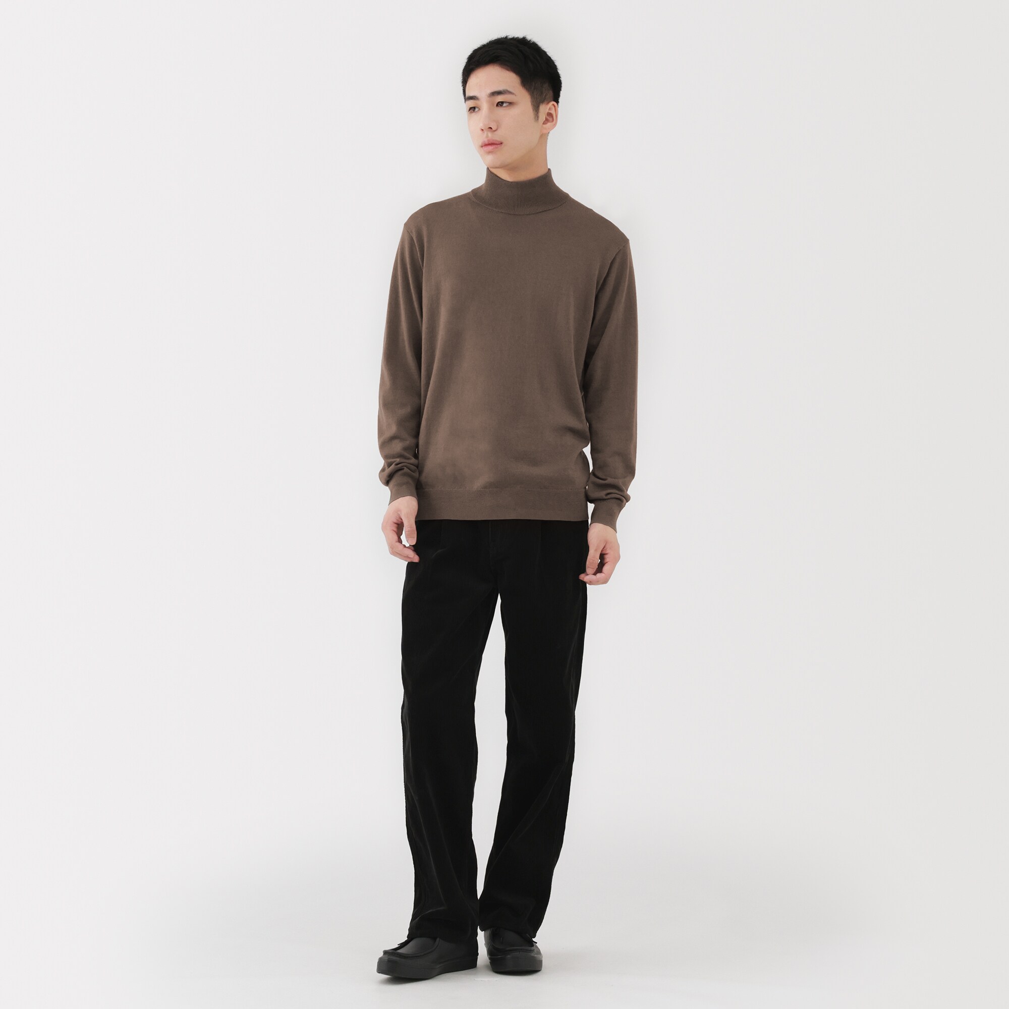 紳士　洗えるウールハイゲージハイネックセーター