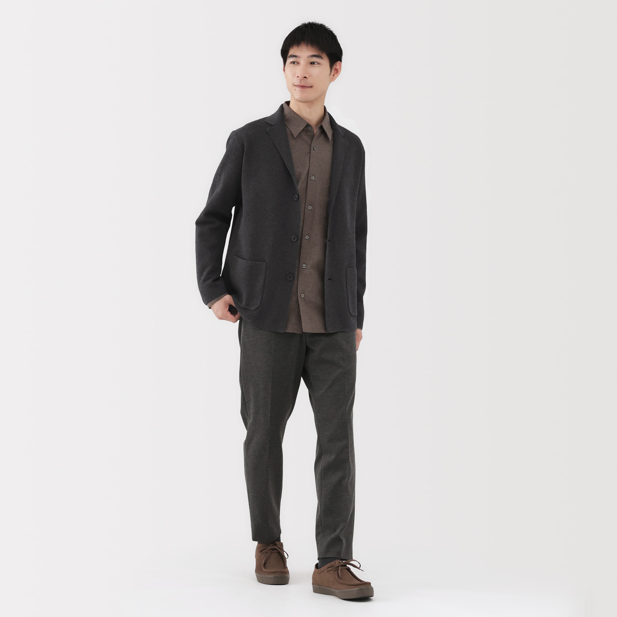 紳士　洗えるミラノリブ編みジャケット