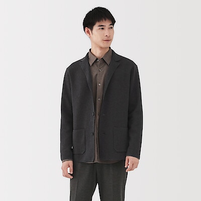 紳士　洗えるミラノリブ編みジャケット