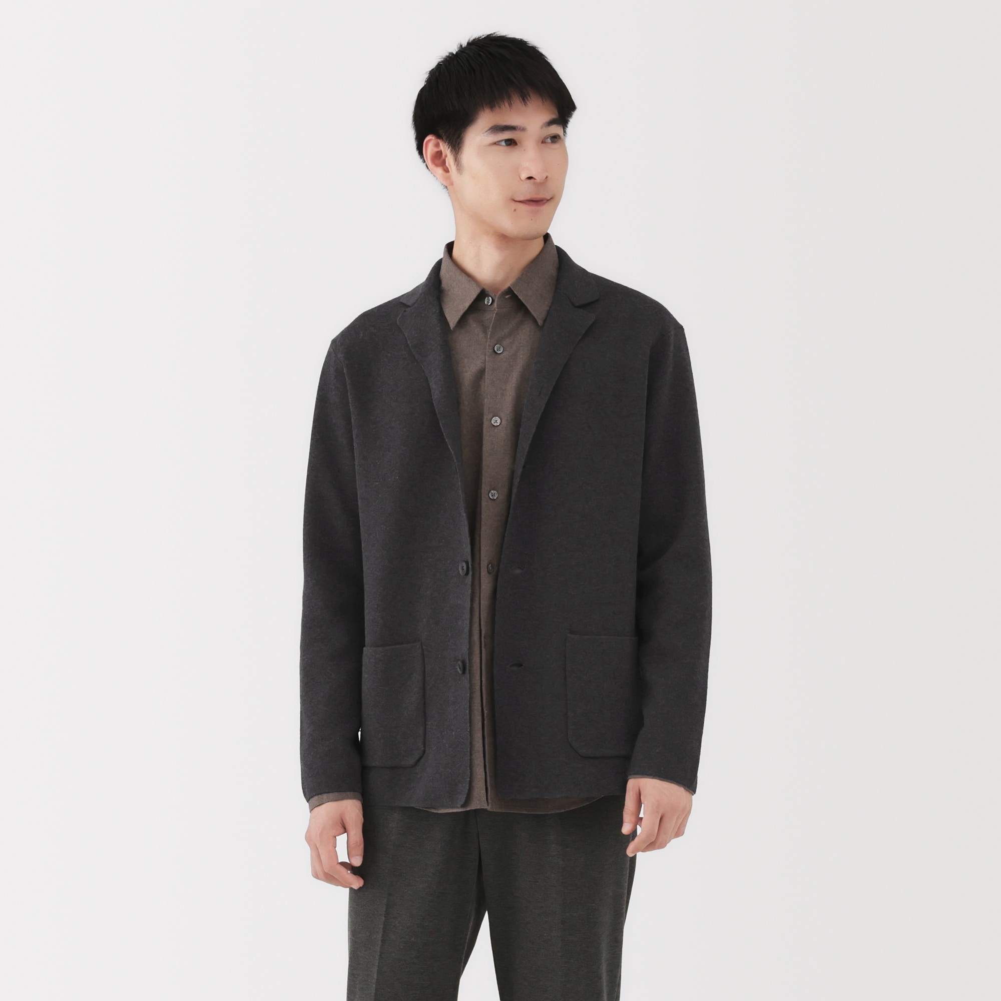 紳士 洗えるミラノリブ編みジャケット | 無印良品