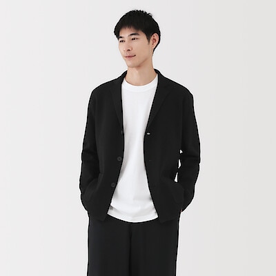 紳士　洗えるミラノリブ編みジャケット