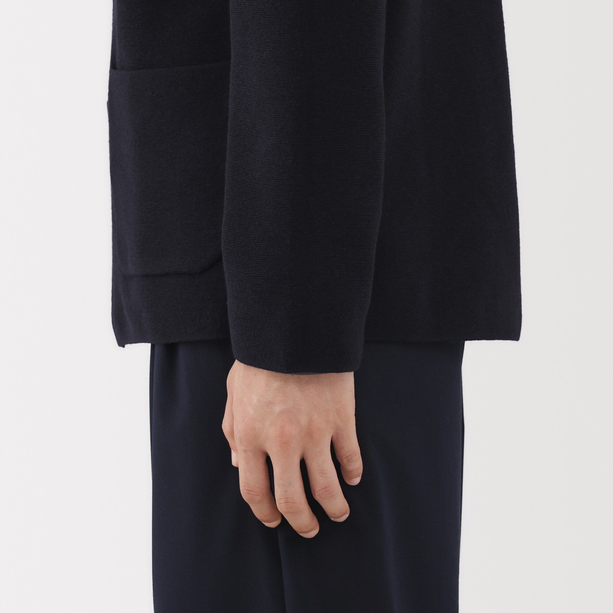 紳士　洗えるミラノリブ編みジャケット