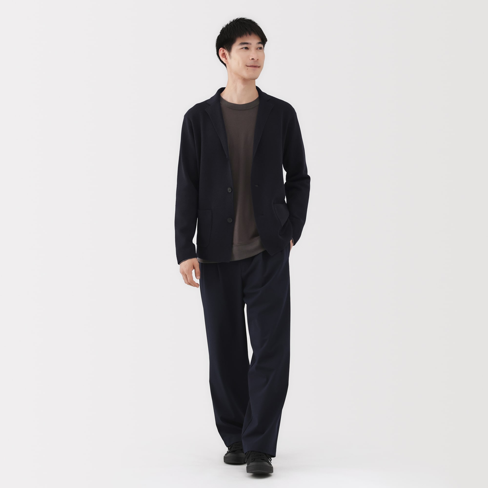 紳士 洗えるミラノリブ編みジャケット | 無印良品