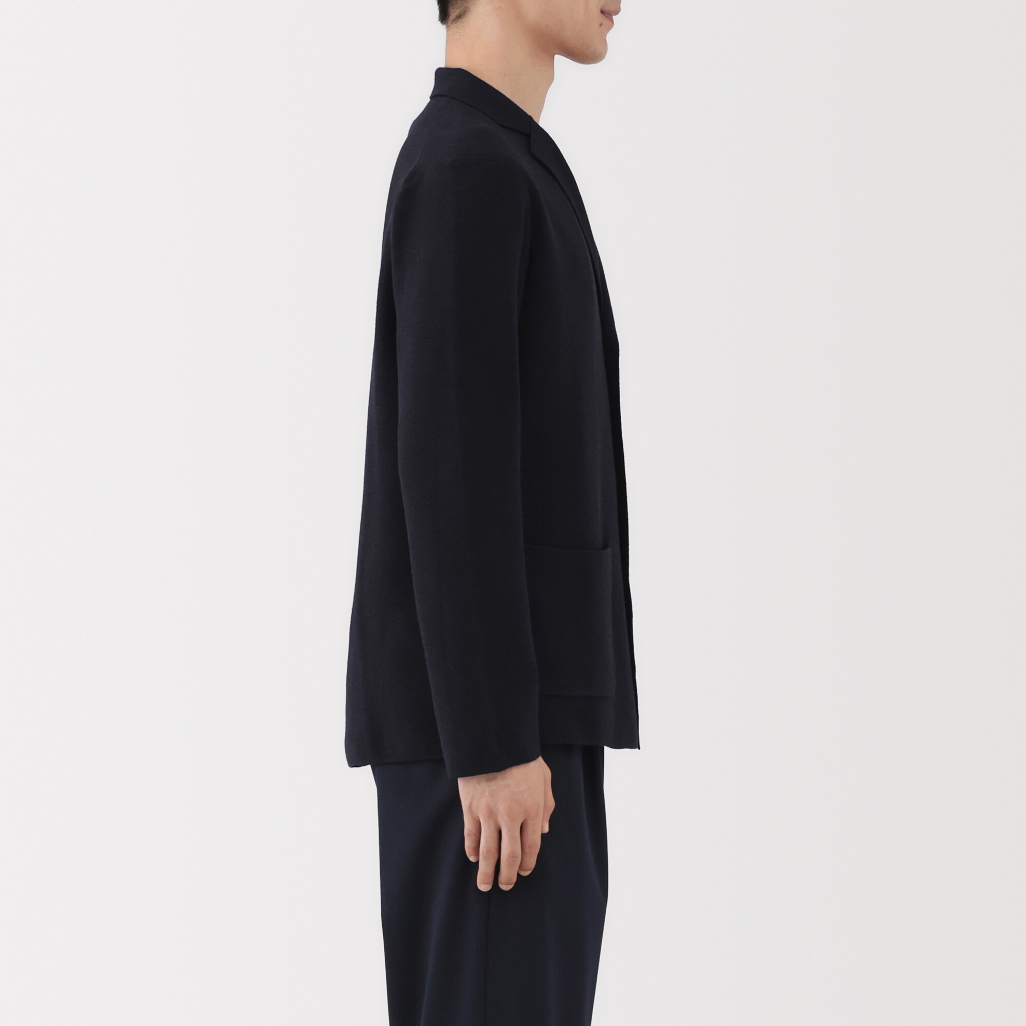 紳士　洗えるミラノリブ編みジャケット