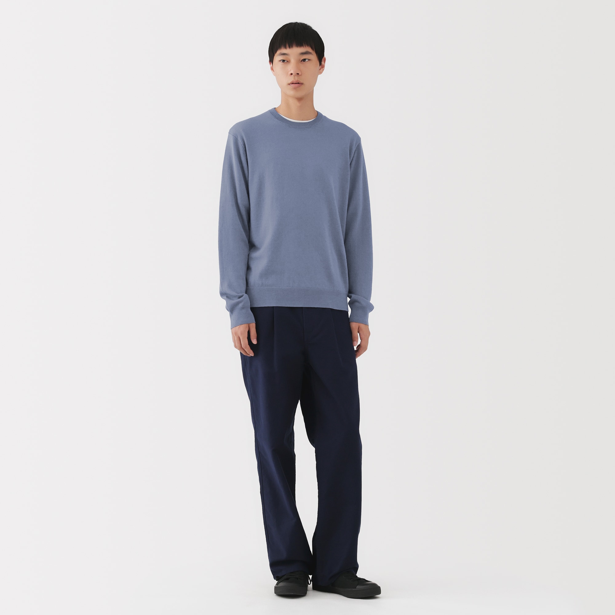 紳士　洗えるウールハイゲージクルーネックセーター