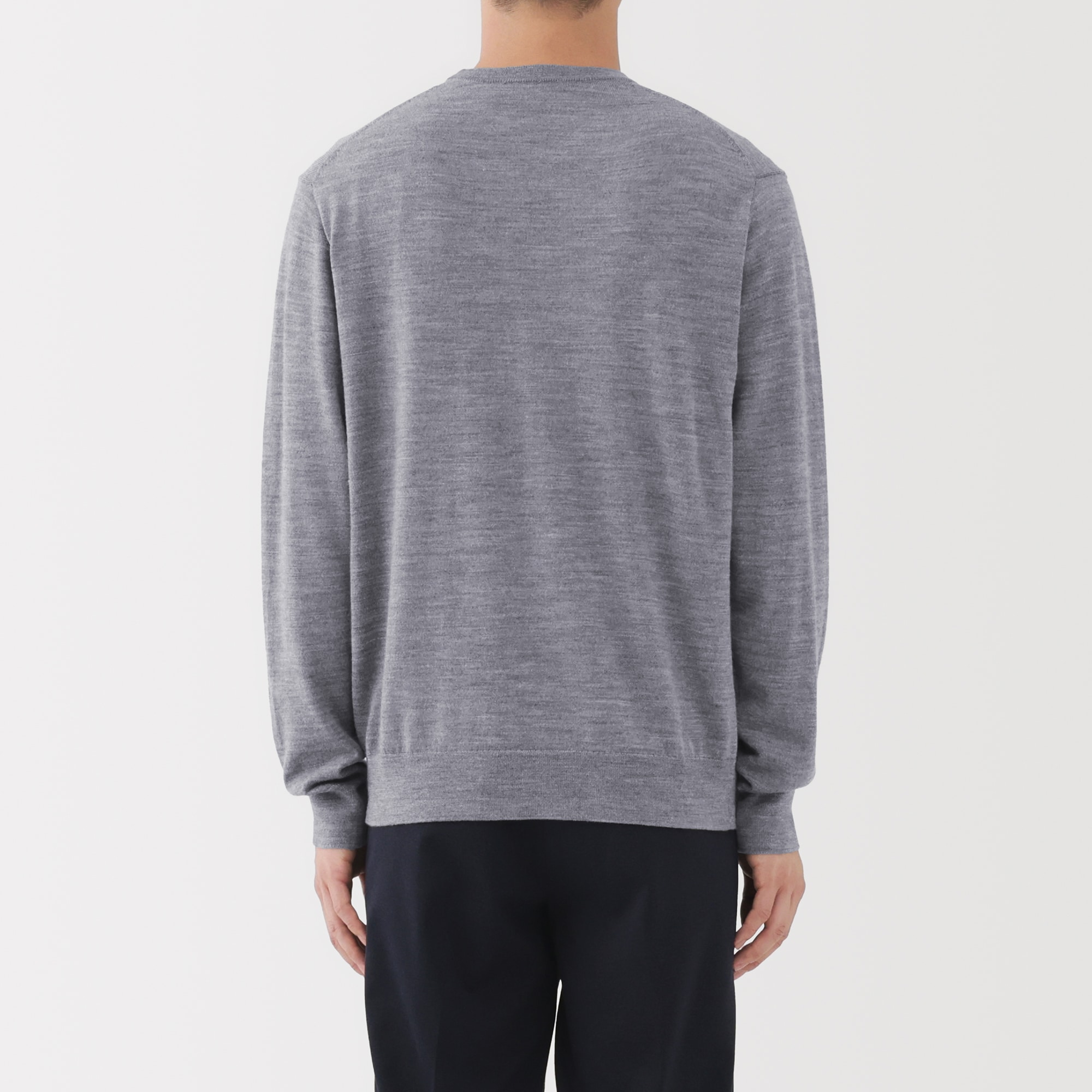 紳士　洗えるウールハイゲージクルーネックセーター