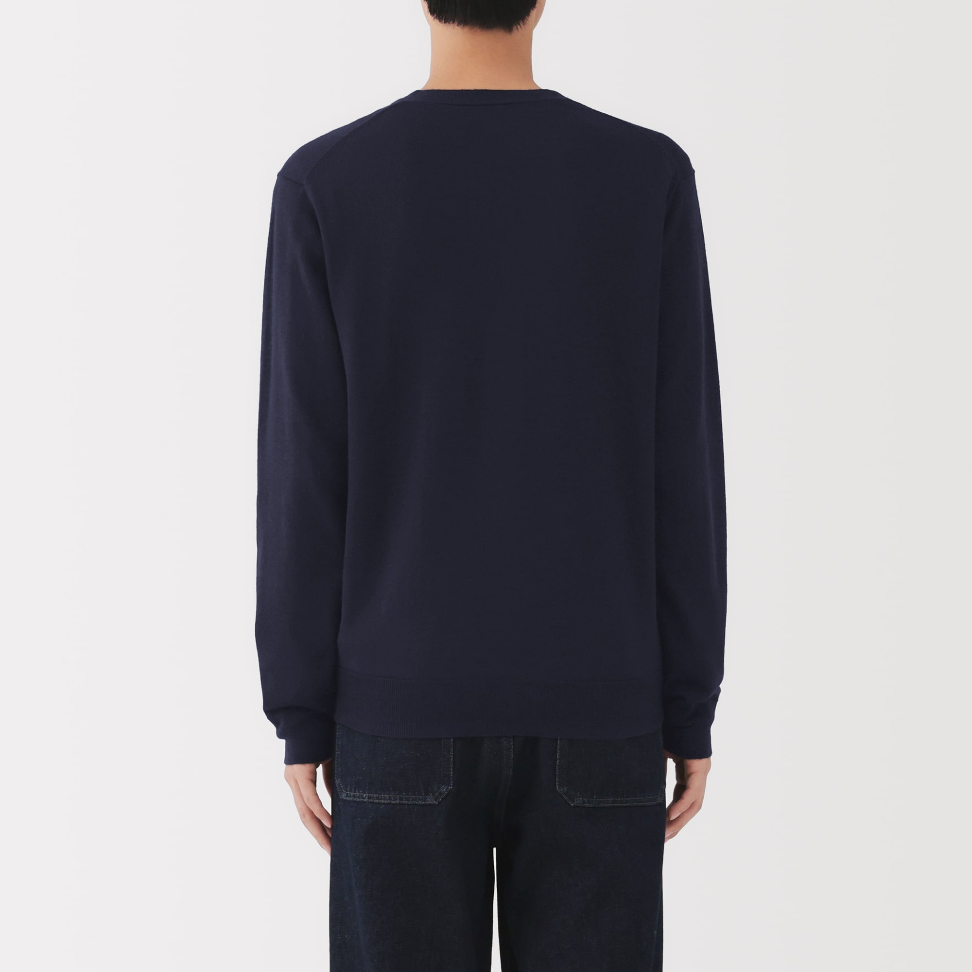 紳士　洗えるウールハイゲージＶネックカーディガン