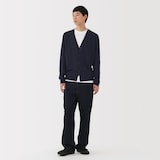 紳士　洗えるウールハイゲージＶネックカーディガン