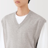 紳士　洗えるミラノリブ編みベスト