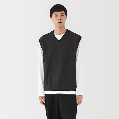 紳士　洗えるミラノリブ編みベスト