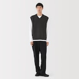 紳士　洗えるミラノリブ編みベスト