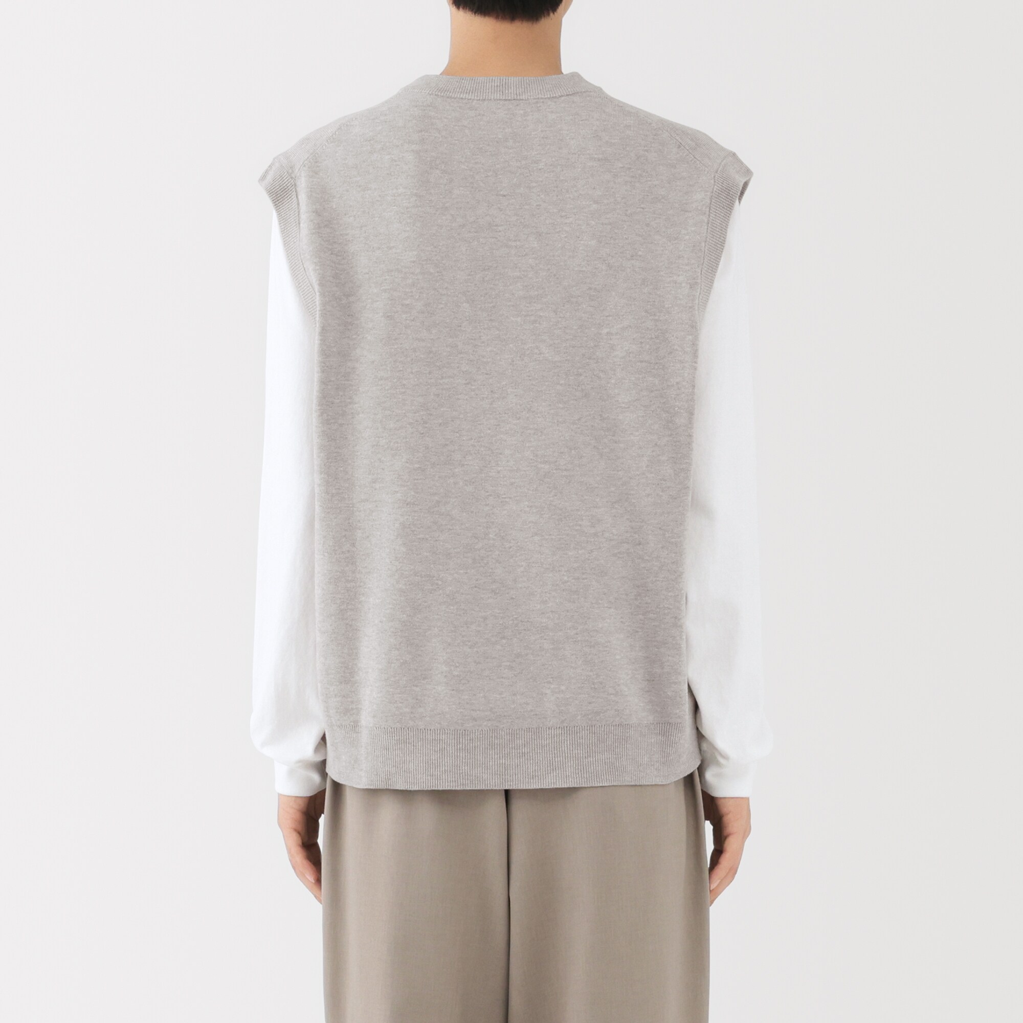 紳士　洗えるミラノリブ編みベスト